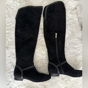 Guess by Marciano knee high suede black leather boots
